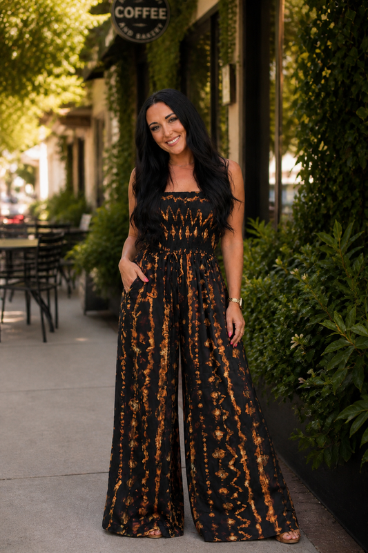Tie-Dye Smocked Jumpsuit